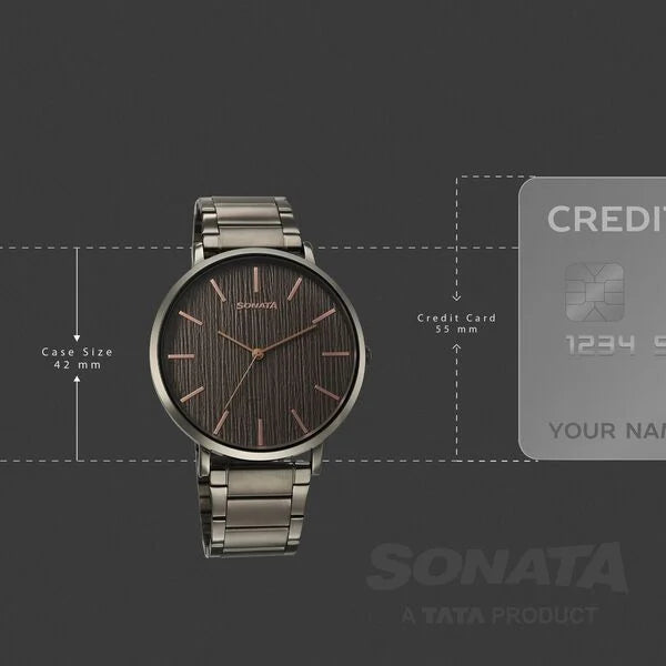 Sonata 7715087073QM01 | Sonata Soulmate Quartz Analog Grey Dial Grey Stainless Steel Strap Watch For Couple