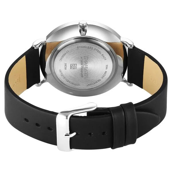 Sonata 77150SL01 | Sonata Ascent Quartz Analog White Dial Leather Strap Watch For Men