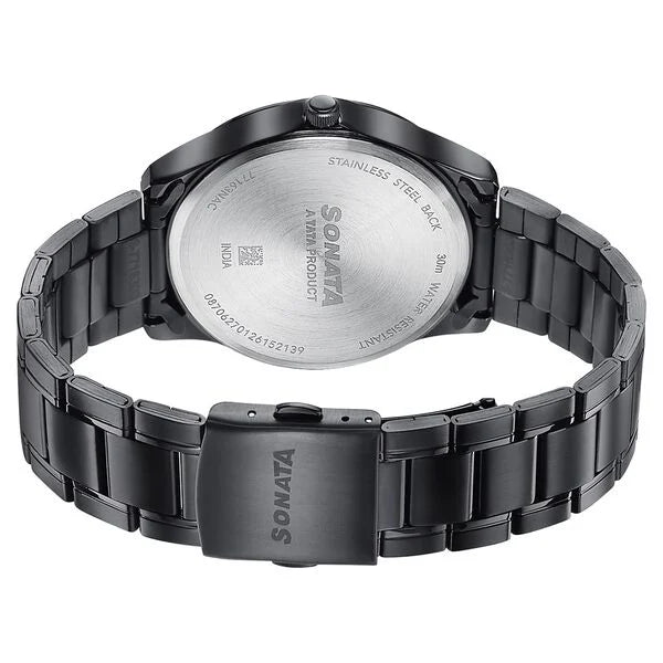 Sonata 77163NM02 | Sonata Men's Work Wear black Watch - Premium Multifunction design for everyday style