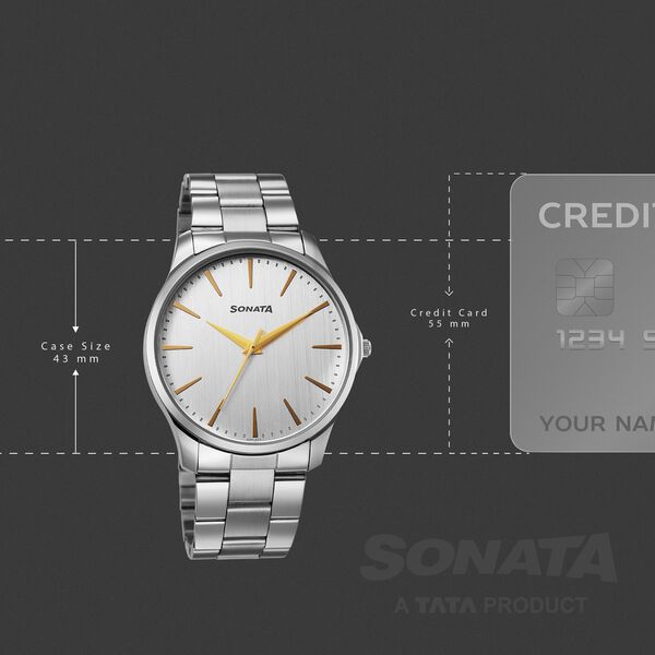 Sonata 77163SM02 | Sonata Traditional Essentials Quartz Analog Silver Dial Silver Metal Strap Watch For Men