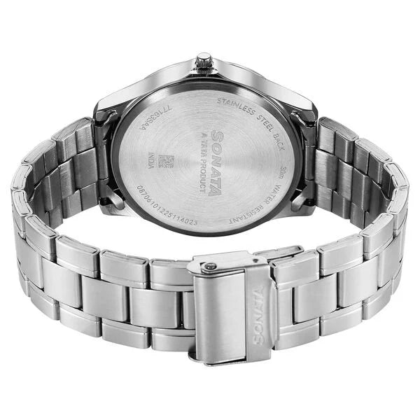 Sonata 77163SM08 | Sonata Ease Watches For Men With Metal Strap And Rose Dial