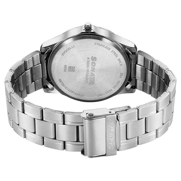 Sonata 77163SM09 | Sonata Ease Watches For Men With Metal Strap And Red Dial