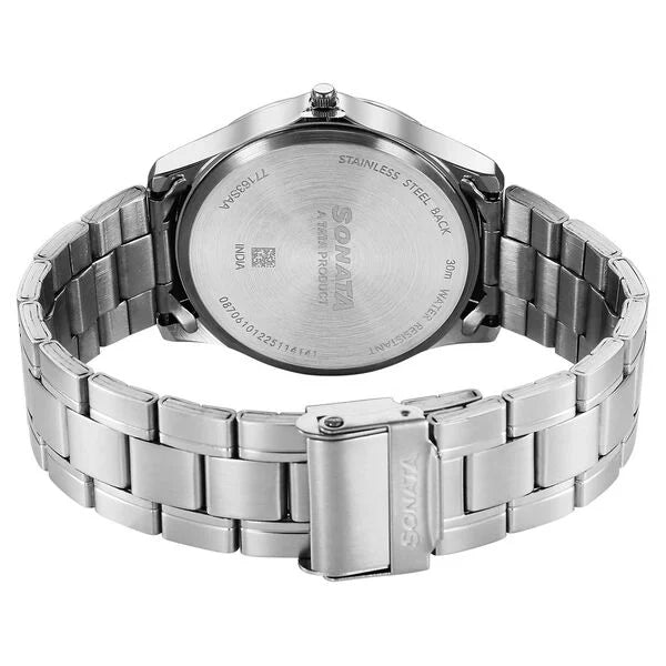 Sonata 77163SM11 | Sonata Ease Watches For Men With Metal Strap And Dark Blue Dial