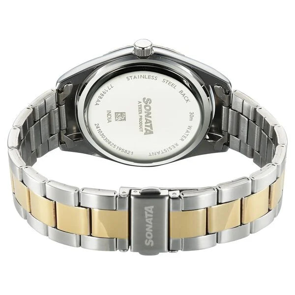 Sonata 77198BM01 | Sonata Festive Quartz Analog with Date Teal Dial Metal Strap Watch For Men