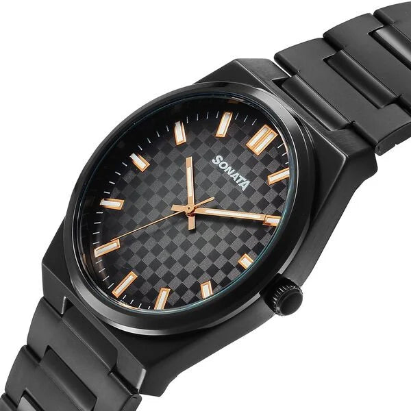 Sonata 77200NM01 | Sonata Festive Quartz Analog Multicoloured Dial Metal Strap Watch For Men
