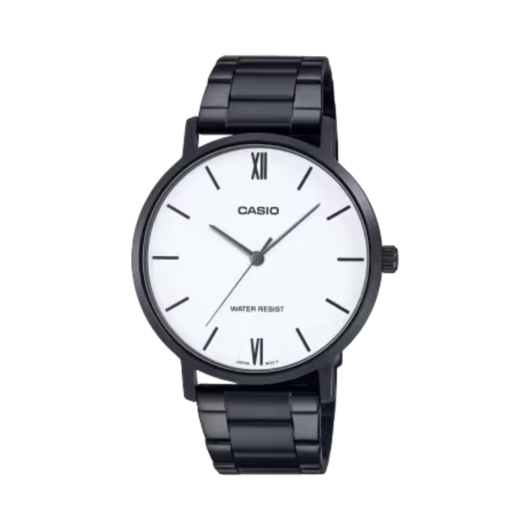 Casio MTP-VT01B-7BUDF A1975 | Enticer Men Quartz White Dial Analog Stainless Steel Watch
