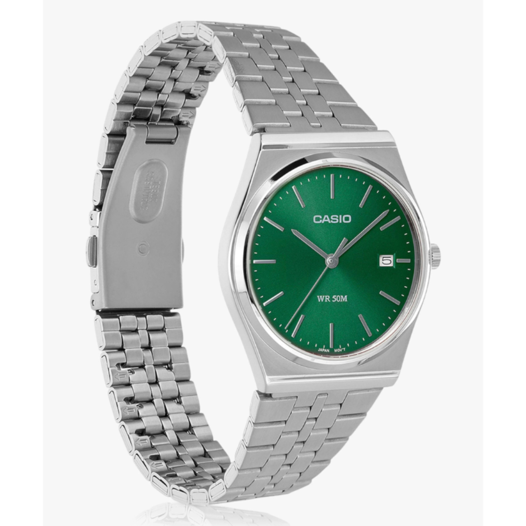 Casio MTP-B145D-3AVDF A2236 | Enticer Men Quartz Green Dial Analog Stainless Steel Watch