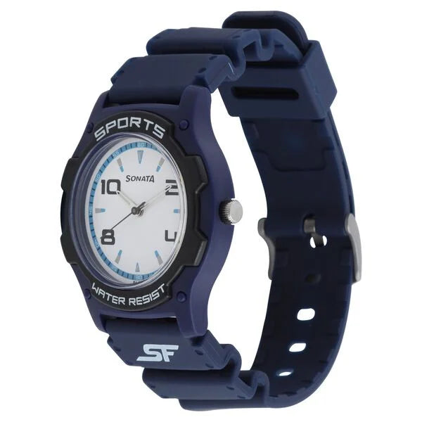 Sonata 7921PP13 | SF Quartz Analog White Dial Silicone Strap Watch for Men
