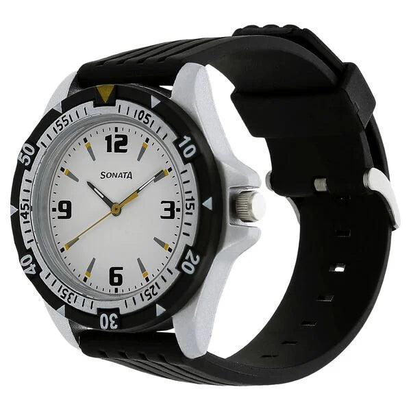 Sonata NS7930PP01 | SF Quartz Analog White Dial Watch for Men