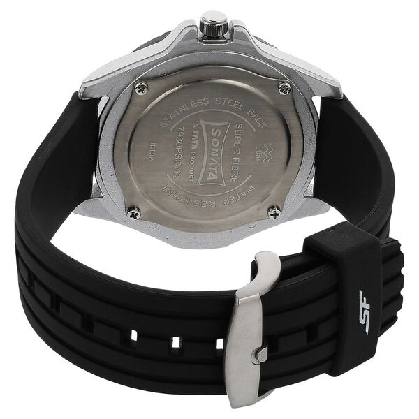 Sonata NS7930PP02 | SF Quartz Analog Black Dial Plastic Strap Watch for Men