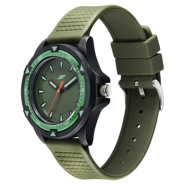 Sonata 7930PP18W | SF Sporty Green Dial Polyurethane Strap Watch for Men
