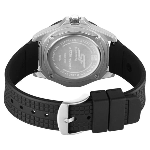 Sonata 7930PP30W | SF Sporty Analogs Quartz Analog Multicoloured Dial Black Plastic Strap Watch For Men