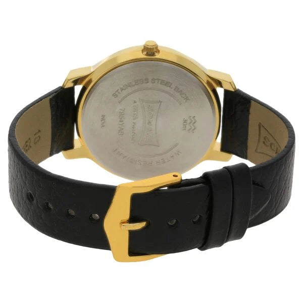 Sonata NP7987YL01W | Sonata Quartz Analog Champagne Dial Leather Strap Watch for Men