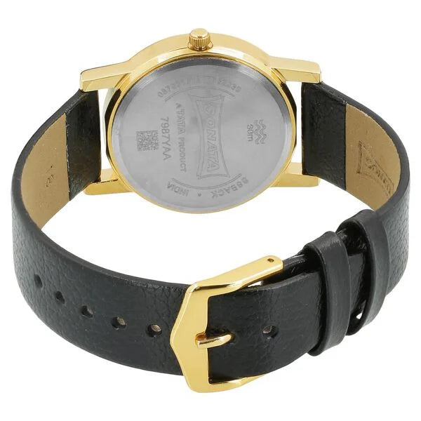 Sonata NP7987YL02W | Sonata Quartz Analog White Dial Leather Strap Watch for Men