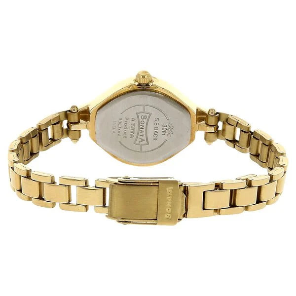 Sonata NJ8063YM06C | Sonata Quartz Analog Champagne Dial Stainless Steel Strap Watch for Women