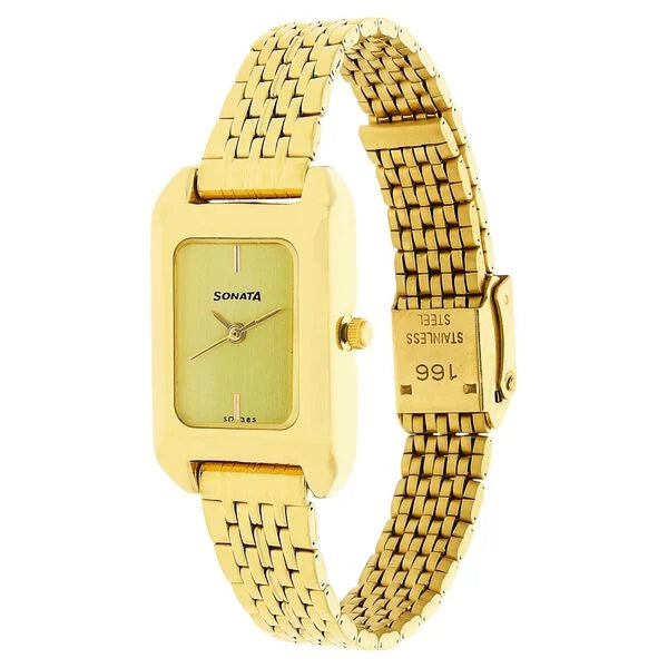 Sonata NG8067YM02 | Sonata Quartz Analog Champagne Dial Stainless Steel Strap Watch for Women