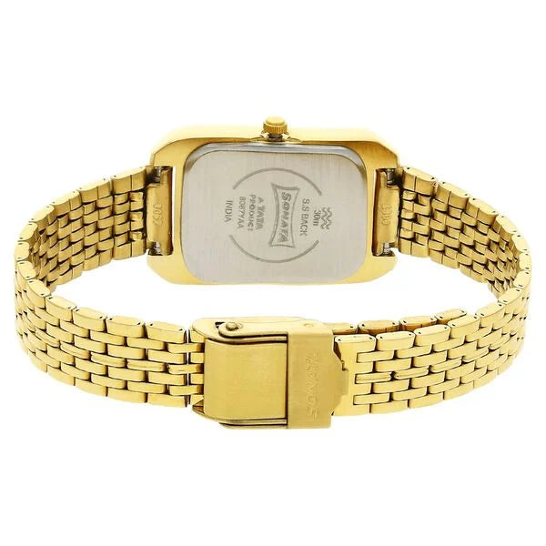 Sonata NG8067YM02 | Sonata Quartz Analog Champagne Dial Stainless Steel Strap Watch for Women