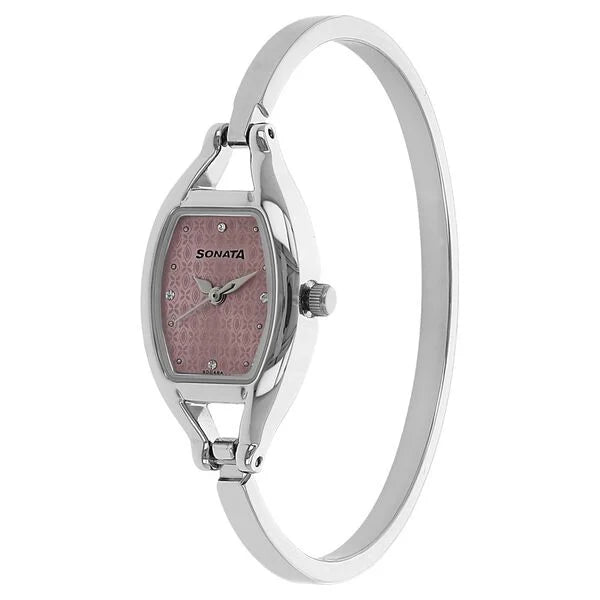 Sonata NK8114SM01 | Sonata Quartz Analog Pink Dial Metal Strap Watch for Women