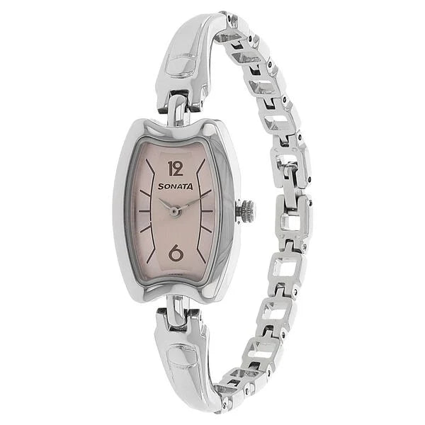 Sonata 8116SM02 | Sonata Elite Pink Dial Women Watch With Metal Strap