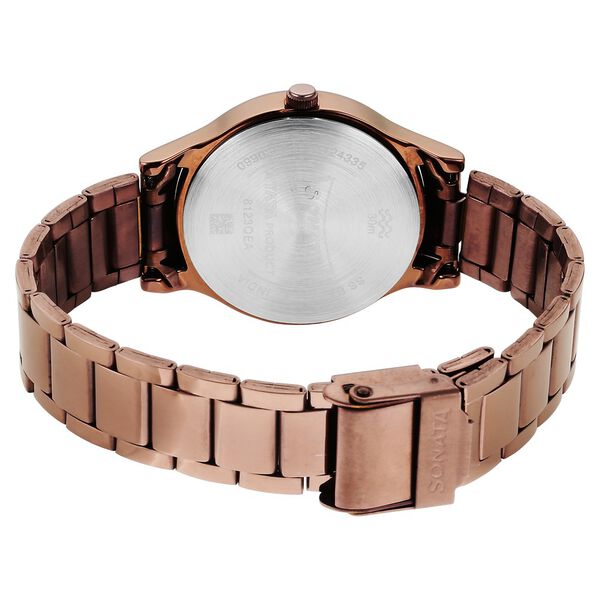 Sonata 8123QM01 | Sonata Quartz Analog Brown Stainless Steel Strap for Women