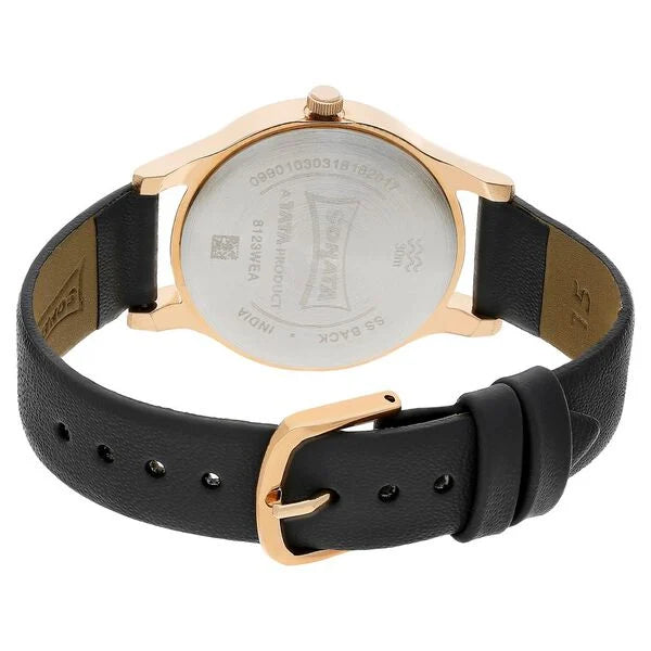 Sonata 8123WL01 | Sonata Blush Anthracite Dial Women Watch With Leather Strap