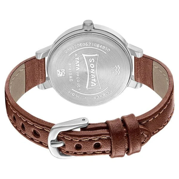Sonata 8141SL05 | Sonata Unveil Quartz Multifunction Leather Strap Watch for Women