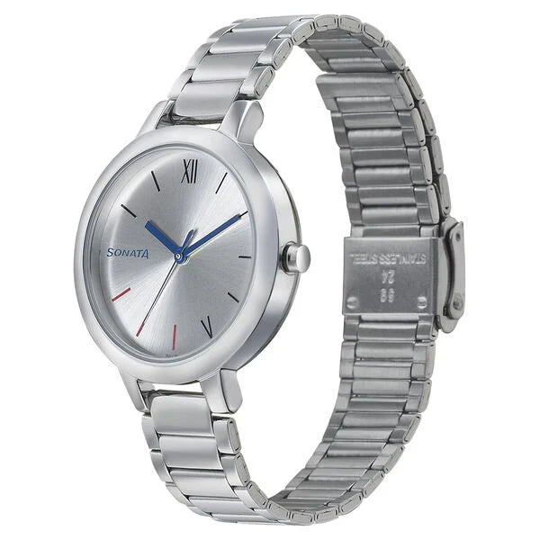 Sonata 8141SM04 | Sonata Quartz Analog Silver Dial Stainless Steel Strap Watch for Women
