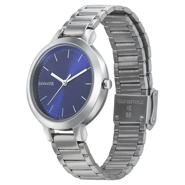 Sonata 8141SM05 | Sonata Quartz Analog Blue Dial Stainless Steel Strap Watch for Women