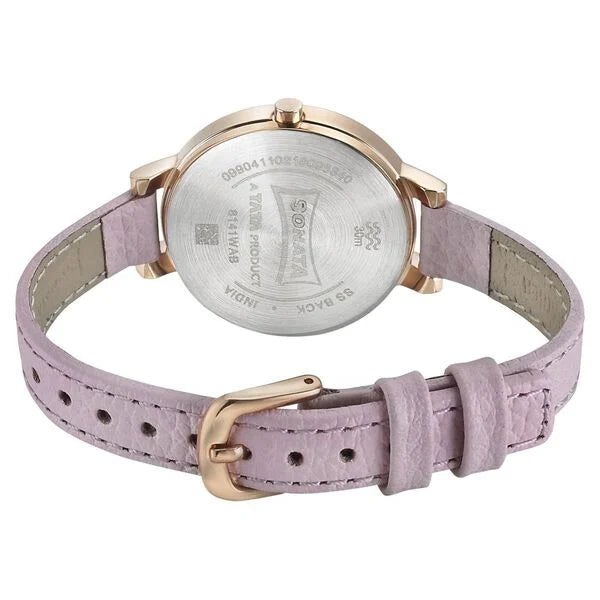 Sonata NP8141WL04 | Sonata Blush It Up Pink Dial Women Watch With Leather Strap