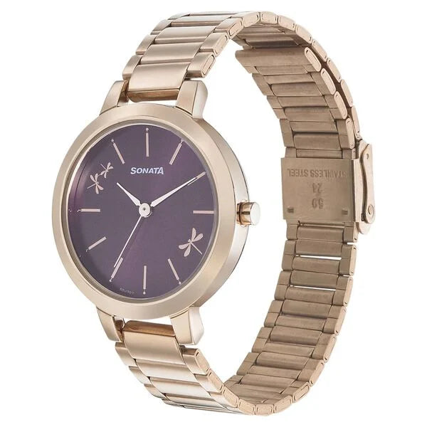 Sonata 8141WM02 | Sonata Play Purple Dial Women Watch With Stainless Steel Strap