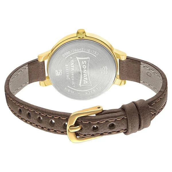 Sonata 8141YL02 | Sonata Unveil Quartz Multifunction Leather Strap Watch for Women