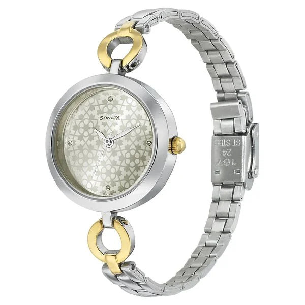 Sonata 8147BM03 | Sonata Wedding Champagne Dial Women Watch With Stainless Steel Strap