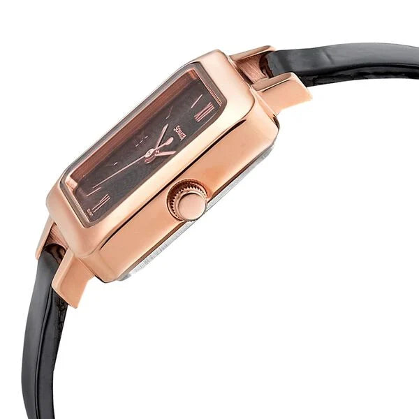Sonata 8152WL01 | Sonata Blush It Up Black Dial Women Watch With Leather Strap