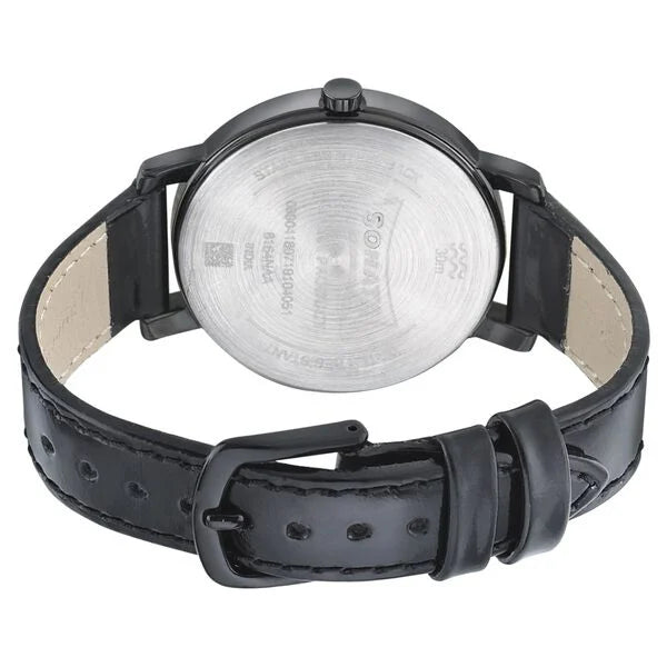 Sonata NP8164NL02 | Sonata Onyx Black Dial Women Watch With Leather Strap