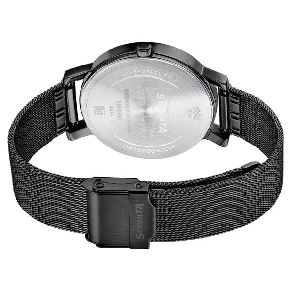 Sonata NP8164NM03 | Sonata Multifunctions Black Dial Women Watch With Metal Strap
