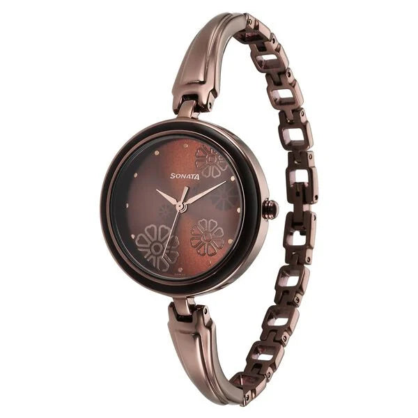 Sonata 8166QM01 | Sonata Utsav Brown Dial Watch for Women