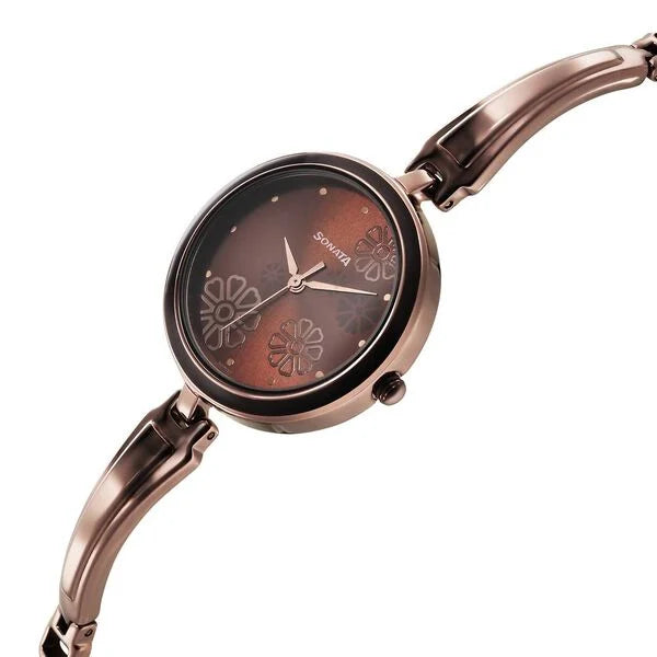 Sonata 8166QM01 | Sonata Utsav Brown Dial Watch for Women