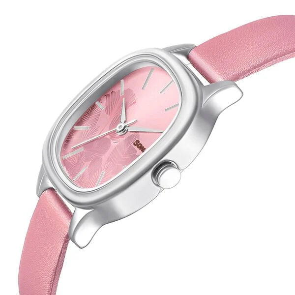 Sonata NS8173SL01 | Sonata Linnea Pink Dial Women Watch With Leather Strap