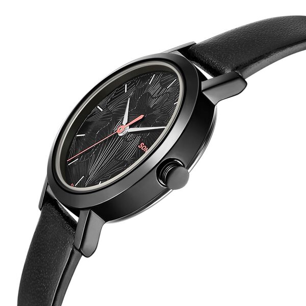 Sonata NS8174NL01 | Sonata Linnea Black Dial Women Watch With Leather Strap