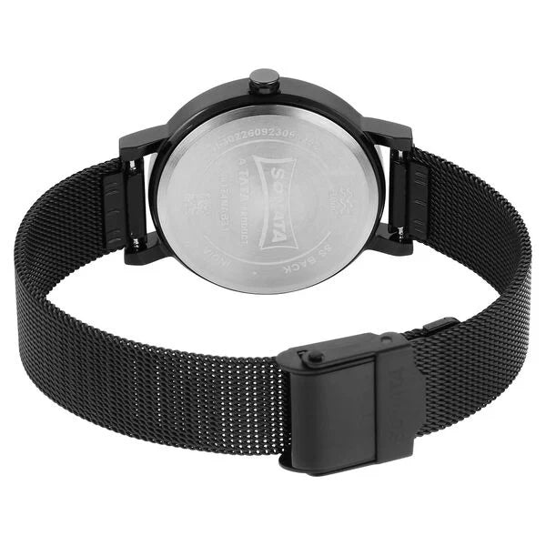 Sonata 8174NM02 | Sonata Quartz Analog Black Stainless Steel Strap for Women
