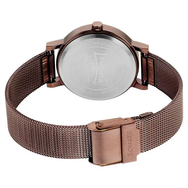Sonata 8174QM02 | Sonata Quartz Analog Brown Stainless Steel Strap for Women
