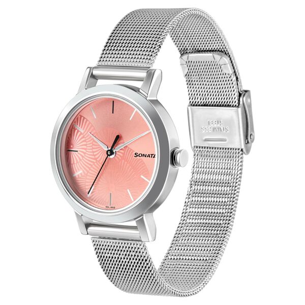 Sonata NS8174SM02 | Sonata Linnea Pink Dial Women Watch With Stainless Steel Strap