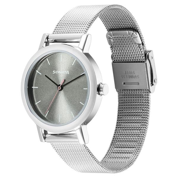 Sonata 8174SM04 | Sonata Ladies Essentials Grey Dial Stainless Steel Strap Watch for Women