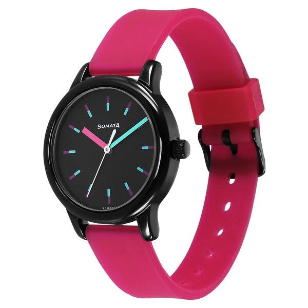 Sonata 8178NP02 | Sonata Splash Black Dial Women Watch With Plastic Strap