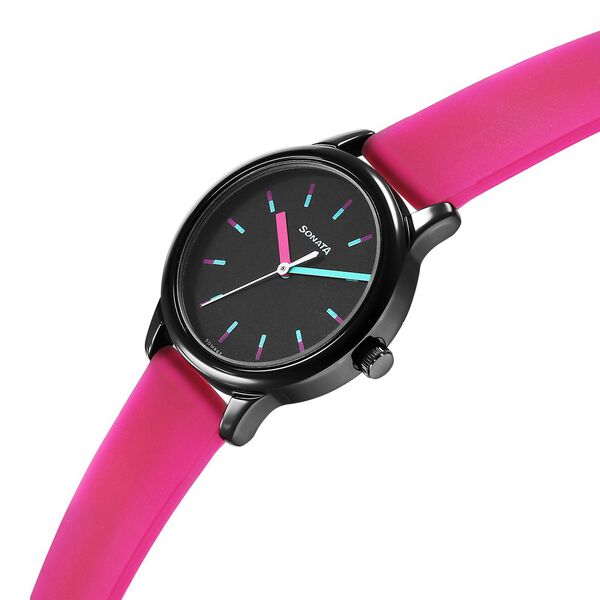 Sonata 8178NP02 | Sonata Splash Black Dial Women Watch With Plastic Strap