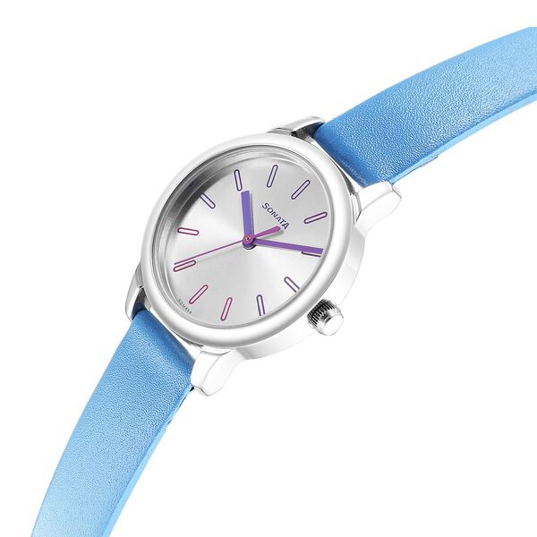 Sonata 8178SL01 | Sonata Splash Silver Dial Women Watch With Leather Strap
