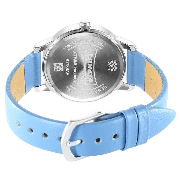 Sonata 8178SL01 | Sonata Splash Silver Dial Women Watch With Leather Strap