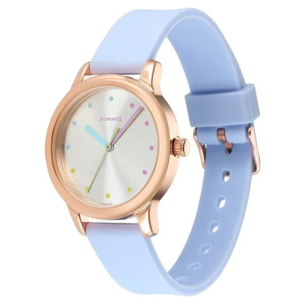 Sonata 8178WP03 | Sonata Splash Silver Dial Women Watch With Plastic Strap