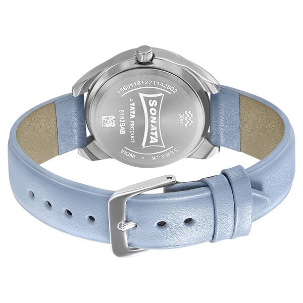 Sonata 8182SL01 | Sonata Women of Steel Blue Dial Leather Strap Watch for Women