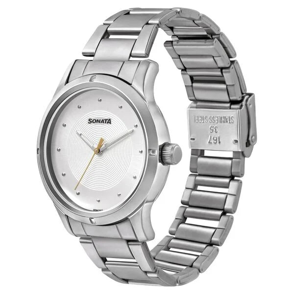 Sonata 8183SM02 | Sonata Women of Steel Silver Dial Metal Strap Watch for Women